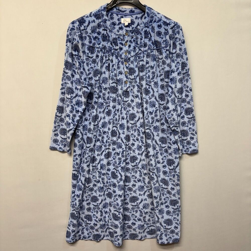 Aria Collection Long Sleeve Night Gown Sleep Dress XL X-Large Floral M292 -17